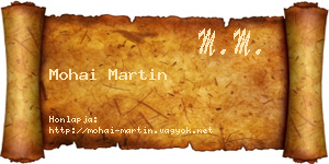 Mohai Martin névjegykártya